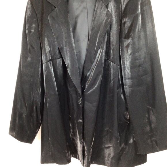 HARVE BERNARD Black Iridescent Shimmer One Button Blazer NWT size 24W - Picture 4 of 5